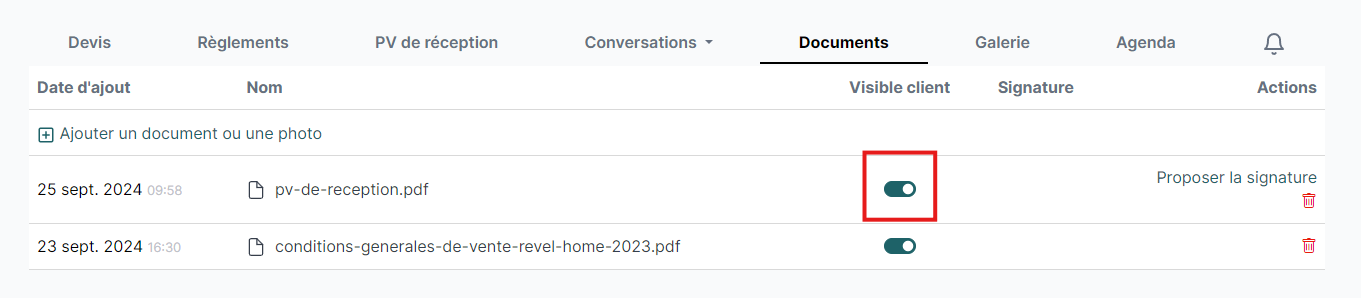 visibilité client